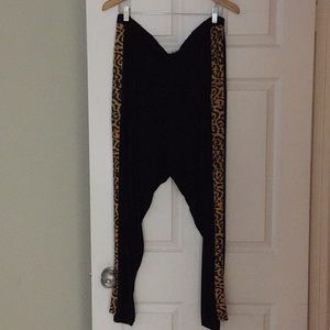 Black and leopard knit pants